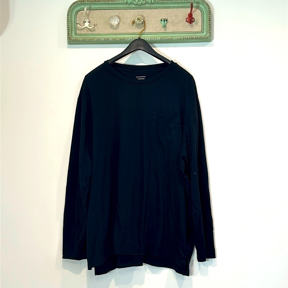 No boundaries plus size 3X long sleeve classic T-shirt chest pocket solid black